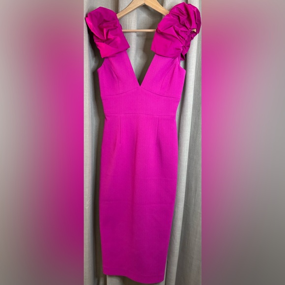 Rebecca Vallance Cupid's Bow Midi Dress in Hot Pink, US 4/UK 8 - threedaughtersproperties.com Rebecca Vallance Cupid's Bow Midi Dress in Hot Pink, US 4/UK 8 - threedaughtersproperties.com